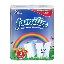 Бумажные полотенца Familia Радуга 2-слойные белые 2 рулона