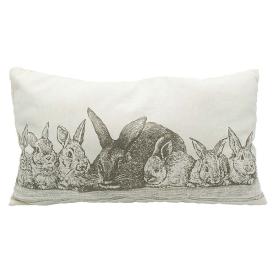 Подушка декоративная Guten Morgen Семья кроликов рогожка 35х60 см белый