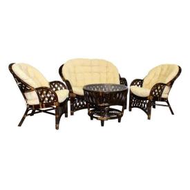 Комплект мебели для отдыха натур. ротанг Рузвельт (стол, 2 кресла, диван) Браун