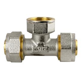 Тройник обжимной латунь никель 26х26 мм х3/4" ВР Aquasfera 7013-03