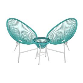Комплект мебели кофейный иск. ротанг Acapulco (стол арт. AC002, 2 кресла арт. AC001) бирюзовый