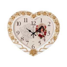 Часы настенные 4134-002 (5) Часы настенные в форме сердца 41х35см, белый с золотом "Винтаж"