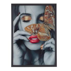 Картина с кристальным декором Девушка с бабочкой 51х71х2,5 см