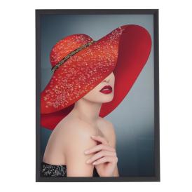 Картина с кристальным декором Девушка в красной шляпе 51х71х2,5 см