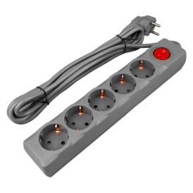 Фильтр сетевой 5 гнезд Universal Uniel S-GSU5-3 GREY с/з 10А 2200Вт 3 м Пвс 3х0,75