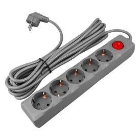 Фильтр сетевой 5 гнезд Uniel Universal S-GSU5-5 GREY с/з 10А 2200Вт 5 м Пвс 3х0,75