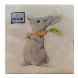 Салфетки бумажные Кролик и морковка 20х20 см 2 сл 30 шт Art Bouquet